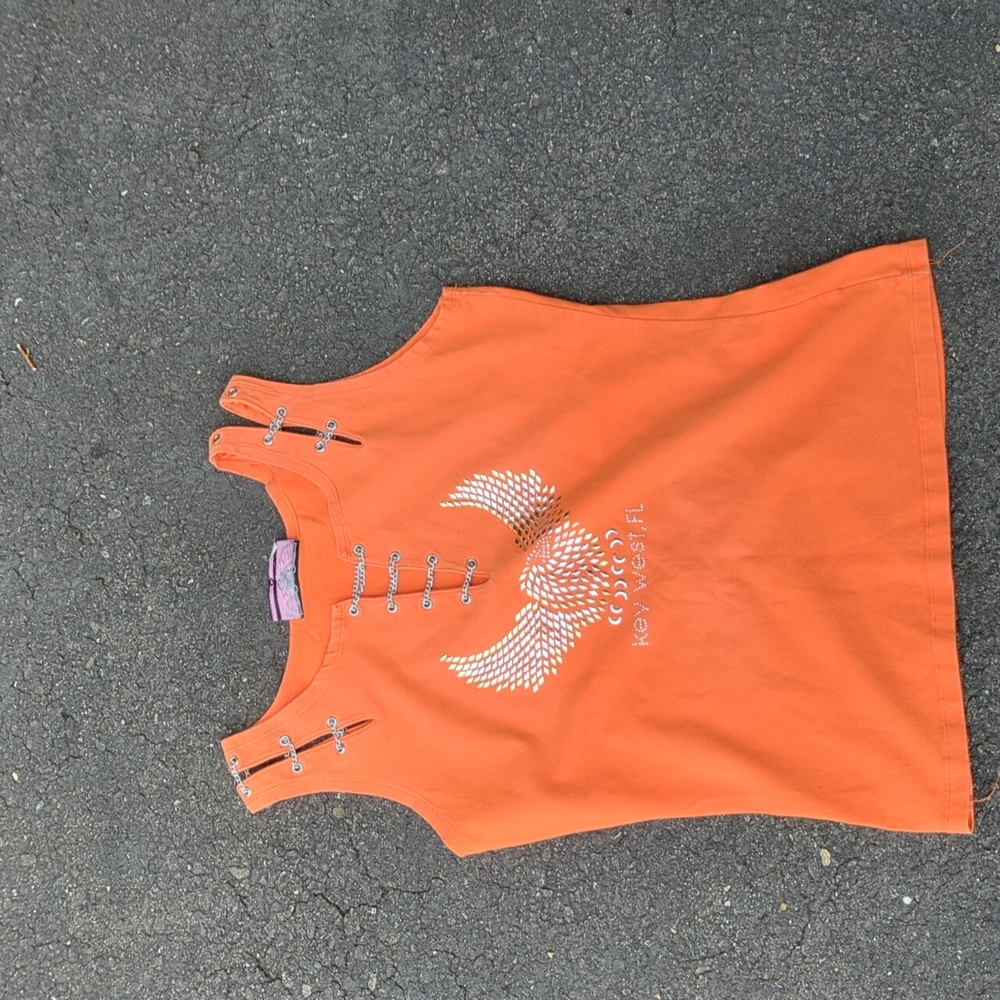 Chain accent tank top shirt with embellished front